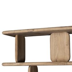 Laura Rustic Lodge Brown Oak Wood Round Edge Shelving Bookcase|