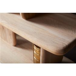 Laura Rustic Lodge Brown Oak Wood Round Edge Shelving Bookcase|