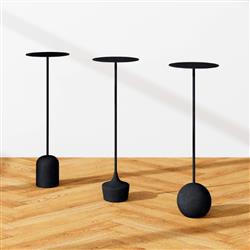 Sierra Industrial Loft Black Mild Steel Cylinder Base Side Drink Table|