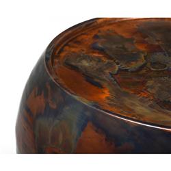 Zelda Industrial Loft Dark Antique Brass Steel Round Round Coffee Table|