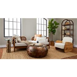 Zelda Industrial Loft Dark Antique Brass Steel Round Round Coffee Table|