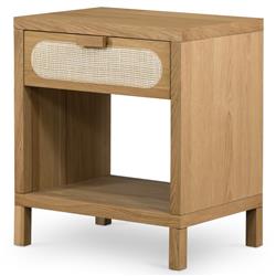Allie Coastal Light Brown Oak Wood Nightstand|