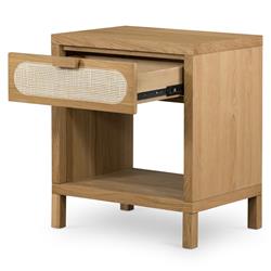 Allie Coastal Light Brown Oak Wood Nightstand|