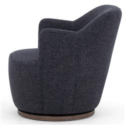 Samuel French Country Dark Grey Performance Brown Wood Swivel Arm Chair|