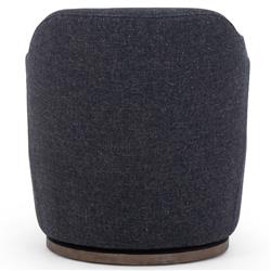 Samuel French Country Dark Grey Performance Brown Wood Swivel Arm Chair|