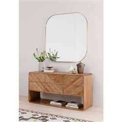 Ian Modern Classic Gold Stainless Steel Square Wall Mirror - Large|