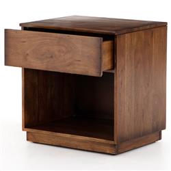 Scarlett Modern Classic Brown Acacia Wood Nightstand|