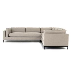 Allison Modern Classic Light Grey Upholstered 3 Piece Sectional Sofa|