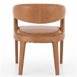 Alexander Mid Century Modern Brown Upholstered Leather Dining Arm Chair|