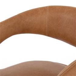 Alexander Mid Century Modern Brown Upholstered Leather Dining Arm Chair|