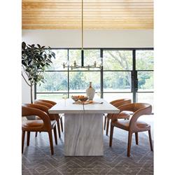 Alexander Mid Century Modern Brown Upholstered Leather Dining Arm Chair|