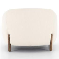 Riley Mid Century Cream Performance Brown Wood Barrel Chair|