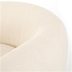 Riley Mid Century Cream Performance Brown Wood Barrel Chair|