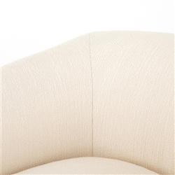 Riley Mid Century Cream Performance Brown Wood Barrel Chair|