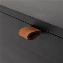 Theodore Industrial Loft Black Wood Leather Pull 5 Drawer Dresser|