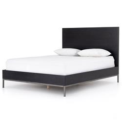 Theodore Industrial Loft Black Wood Iron Frame Bed - Queen|