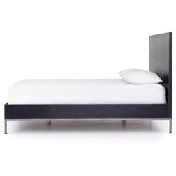 Theodore Industrial Loft Black Wood Iron Frame Bed - Queen|