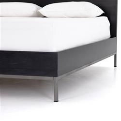 Theodore Industrial Loft Black Wood Iron Frame Bed - Queen|