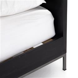 Theodore Industrial Loft Black Wood Iron Frame Bed - Queen|