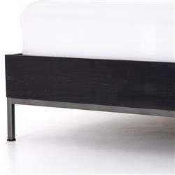 Theodore Industrial Loft Black Wood Iron Frame Bed - Queen|