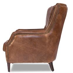 Janet Rustic Lodge Brown Leather Nailhead Trim Arm Chair|