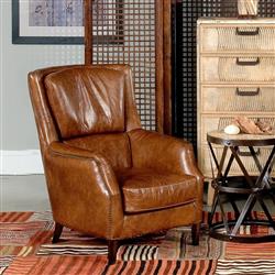 Janet Rustic Lodge Brown Leather Nailhead Trim Arm Chair|