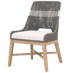Theodore Coastal Grey Woven Fixed Cushion Mahogany Wood Dining Chair - Set of 2|