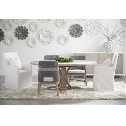 Theodore Coastal Grey Woven Fixed Cushion Mahogany Wood Dining Chair - Set of 2|