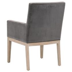Danielle Modern Classic Grey Velvet Oak Wood Dining Arm Chair|