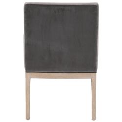 Danielle Modern Classic Grey Velvet Oak Wood Dining Arm Chair|
