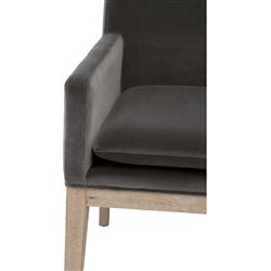 Danielle Modern Classic Grey Velvet Oak Wood Dining Arm Chair|
