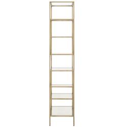 Ava Modern Classic Clear Tempered Glass Shelves Gold Brass Bookcase|