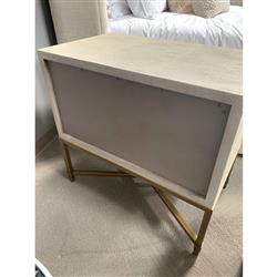 Simon Modern Classic Grey Shagreen Resin Brushed Gold Metal 2 Drawer Nightstand|