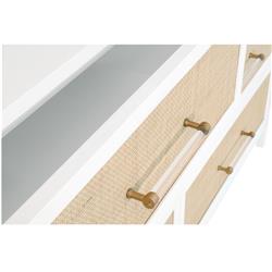 Steven Coastal Beach Natural Rattan White Wood Frame 6 Drawer Dresser|