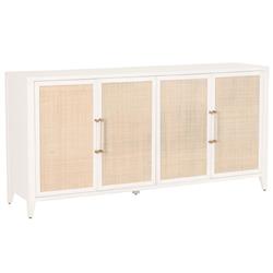 Steven Coastal Beach Natural Rattan White Frame Media Sideboard|