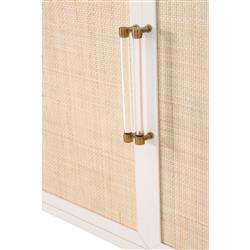 Steven Coastal Beach Natural Rattan White Frame Media Sideboard|