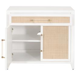 Steven Coastal Beach Matte White Natural Rattan Media Cabinet|