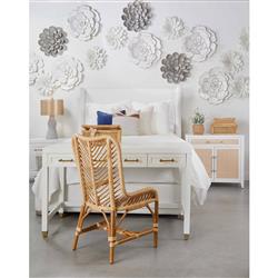 Steven Coastal Beach Matte White Natural Rattan Media Cabinet|