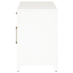 Steven Coastal Beach Matte White Natural Rattan Media Cabinet|