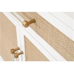 Steven Coastal Beach Matte White Natural Rattan Media Cabinet|