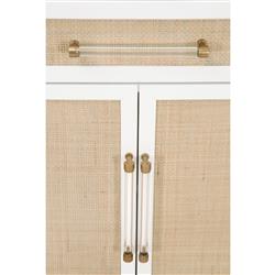 Steven Coastal Beach Matte White Natural Rattan Media Cabinet|
