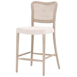 Zachary Coastal Beach Natural Grey Oak Wood Cane Back Counter Stool|