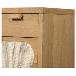 Allie Coastal Brown Oak Light Wood 8 Drawer Beige Cane Dresser|