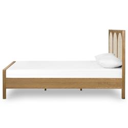 Allie Coastal Light Brown Oak Wood Natural Woven Cane Classic Bed - Queen|