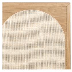 Allie Coastal Light Brown Oak Wood Natural Woven Cane Classic Bed - Queen|