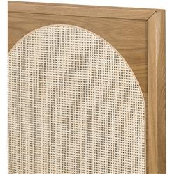 Allie Coastal Light Brown Oak Wood Natural Woven Cane Classic Bed - Queen|