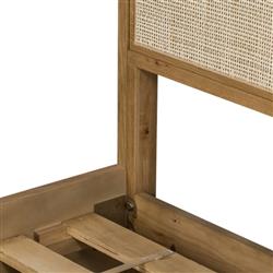 Allie Coastal Light Brown Oak Wood Natural Woven Cane Classic Bed - Queen|