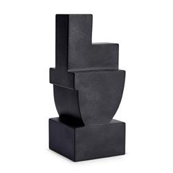 L'Objet Cubisme Industrial Loft Black Earthenware Textured Bookend Two|