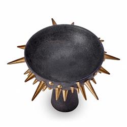 L'Objet Celestial Industrial Black Earthenware Gold Spikes Footed Bowl - Small|