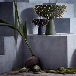 L'Objet Celestial Industrial Black Earthenware Gold Spikes Footed Bowl - Small|